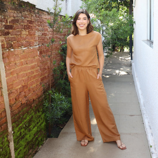 CALÇA PANTALONA ELÁSTICO: LINHO OU VISCOLINHO