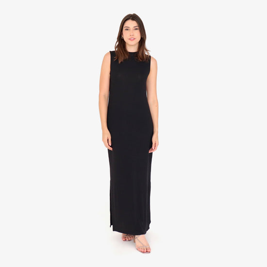 VESTIDO LONGO TRICOT CARECA P PRETO
