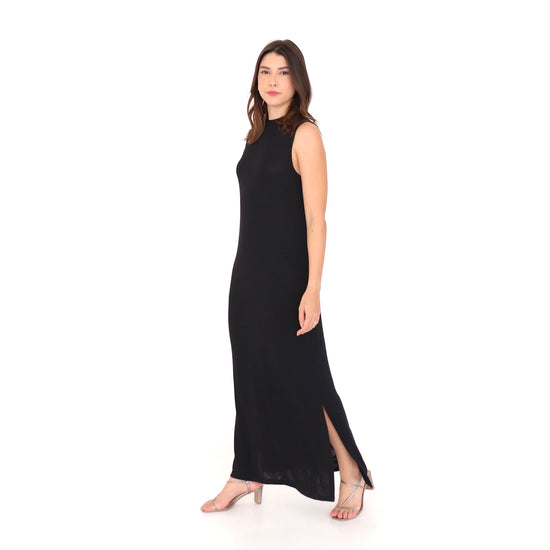 VESTIDO LONGO TRICOT CARECA P PRETO