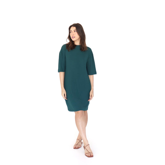 VESTIDO  BLUSÃO CURTO CANELADO M VERDE PETRÓLEO